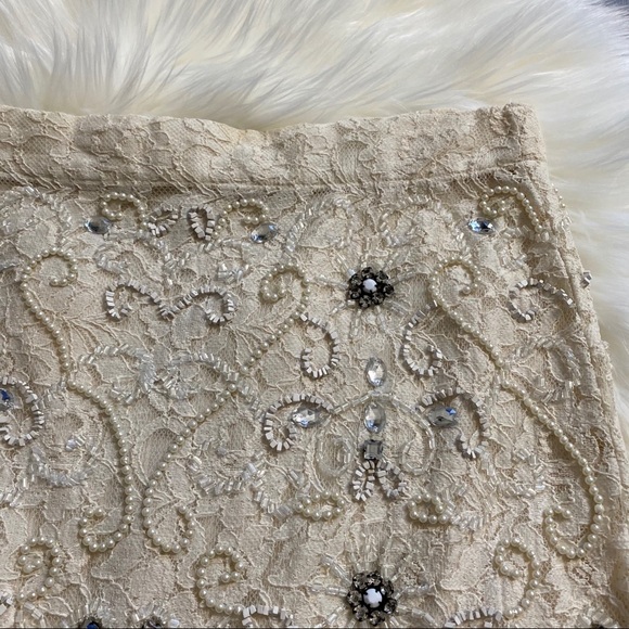 ✨HP✨ NWOT Zara Chandelier Ivory Cream Jewel Beaded Embellished Skirt Sz Small - Picture 6 of 11